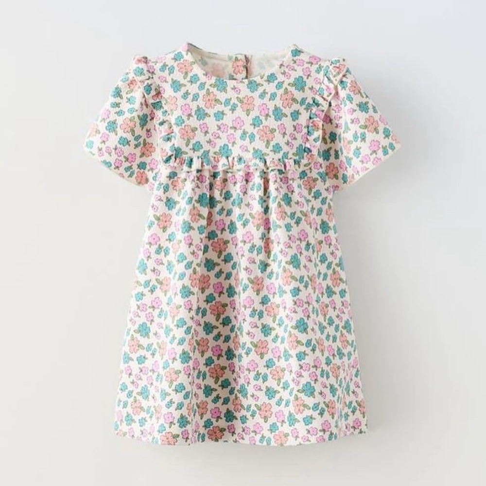 ZARA Floral Kids Dress - Pink and Green